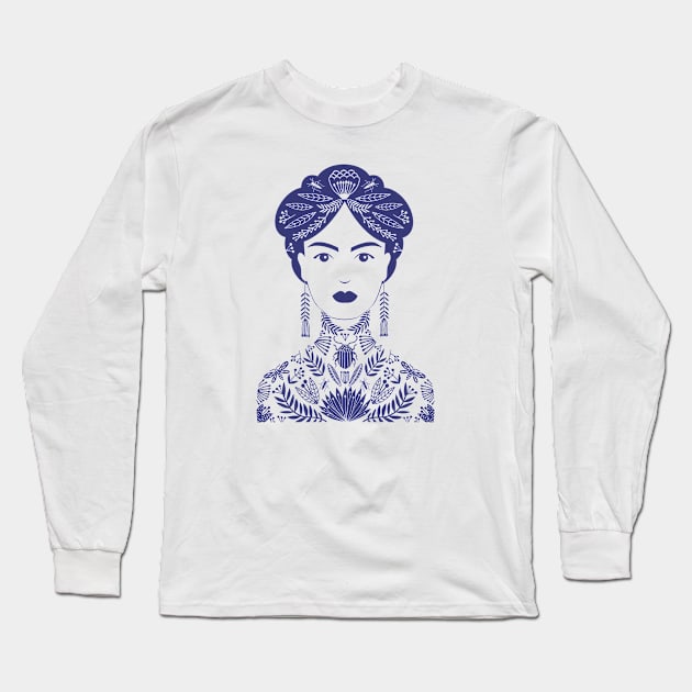 Tattoo Woman purple Long Sleeve T-Shirt by Maggiemagoo Designs